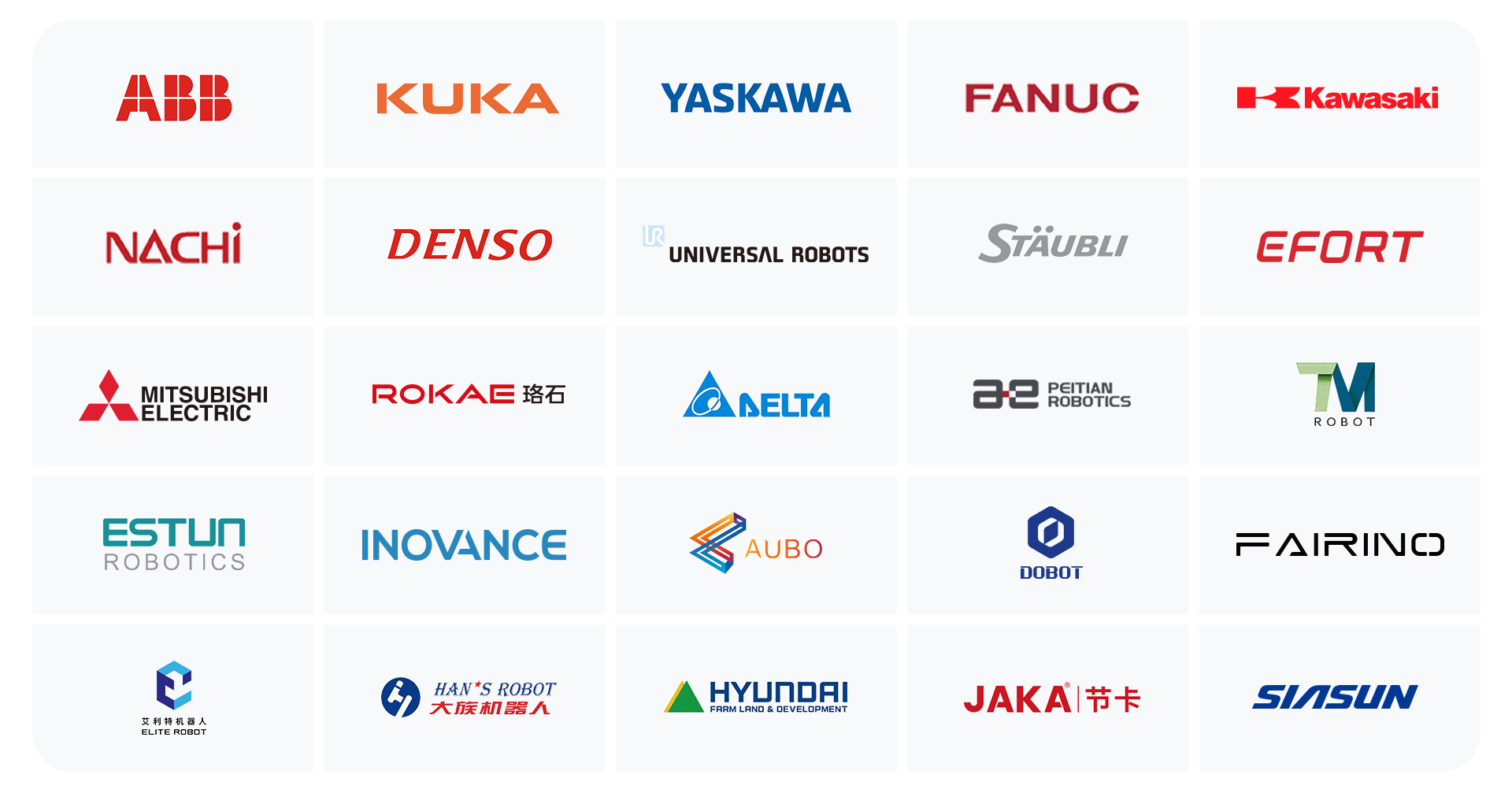 支持眾多品牌機(jī)器人